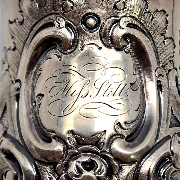 Antique George Angell London Sterling Silver Footed Cup with Monogram #13789 - Picture 8 of 11